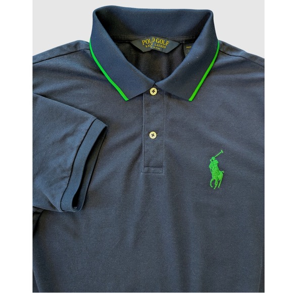 Polo Golf Ralph Lauren Performance Pro Fit shirt Navy Green Big Polo Player Pony - Picture 1 of 10